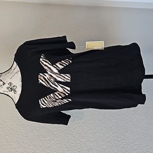 Black Animal Print Short Sleeve Graphic Tee